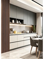 Kabinet Dapur Aluminium Ramah Lingkungan Tahan Lama, Kustomisasi Seluruh Rumah, Tahan Api, Tahan Air, Desain Modern dengan Ukuran Kustom