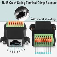Jack RJ45 8P8C Female ke Terminal Block Sambungan Cepat 8Pin, Ekstensi Kabel LAN Tanpa Solder, Konektor Kabel Ethernet Tanpa Alat