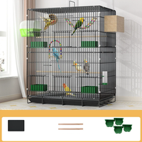 Cage à oiseaux multi-niveaux pour perroquets, grande villa de luxe à double étage avec mangeoire, perchoir et jouets pour perruches et calopsittes, usage intérieur