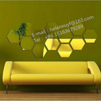 Miroirs décoratifs pour la maison, bronze, carreaux de miroir hexagonal auto-adhésif, carreaux de mosaïque 18x21, vente en gros, pièces