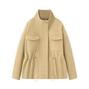 Chaqueta de Lana Personalizada para Mujer 2026 con Cuello Mao y Cintura Ajustable, Abrigo Corto Versátil Resistente al Viento para Oficina y Uso Diario - Product Image 3