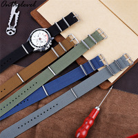 Bracelets de montre en nylon côtelé couleur bordeaux vintage, tissés rayés, en tissu monobloc, 18mm 20mm 22mm, double boucle