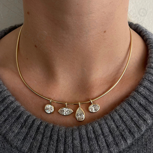 Gemnel Diamond <b>Pendants</b> In Yellow Gold Bezel Setting Round Oval <b>Emerald</b> Pear Marquise Cut Classic Geometric Design Unisex - Product Image 2