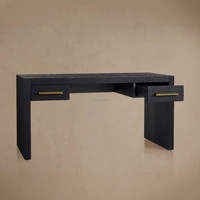 Bureau de direction en chêne noir anthracite à 2 tiroirs, table de bureau moderne pour la maison, bureau d'étude architectural Sovereign avec poignées en laiton