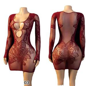 欧美性感内衣长袖尼龙紧身衣镂空ODM - Product Image 1