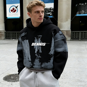 Sudaderas con Capucha para <span class=keywords><strong>Hombre</strong></span>, 100% Algodón, Estilo Urbano Unisex, Sudadera Corta Negra de Felpa Francesa de Alta Calidad Personalizada - Product Image 3