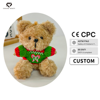 Porte-clés ours en peluche mignon de Noël, certifié CE/CPC, personnalisable, jouet en peluche pour les fêtes