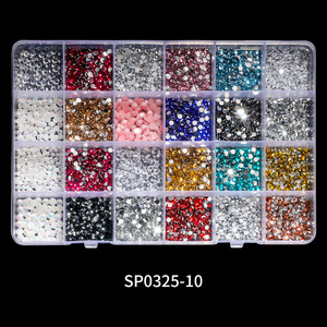 Wholesale 24 <b>Grids</b> Mixed Style 3D <b>Metal</b> Alloy Luxury Designer Brand Logo Rhinestone Antic Cross Nail Charms Set - Product Image 5