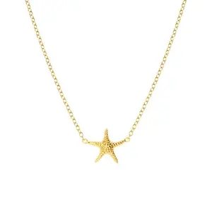 Fashionable Boho 925 Sterling Silver 18 18k Gold High Quality Silver Plain Starfish Star Necklace Choker