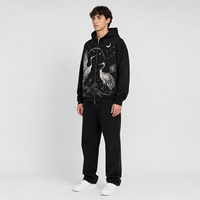 Sweat-shirts à capuche zippés pour hommes, surdimensionnés, en tissu éponge français 100% coton, 400 grammes, avec broderie de strass hip-hop, design OEM personnalisé