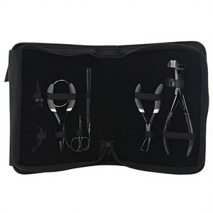 High Quality Black Hair Extension Tools Kit 3 Hole Nano & <b>Tape</b> in Weft Pressing Plier Hair Loop & Pulling Hook Tool scissor - Product Image 1