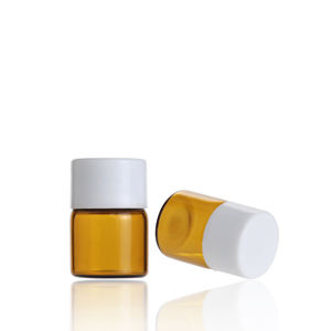 Low Moq Glass Empty Essential Oil Amber Small Vials <b>Perfume</b> 1 ml <b>Sample</b> <b>Bottle</b> With Black White Plastic Screw Cap - Product Image 4