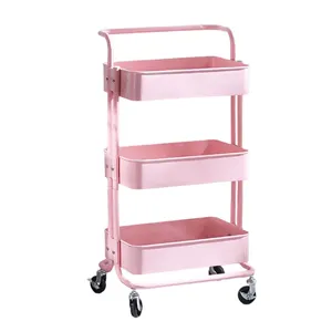 Concurrerende Prijs Opbergkar Metalen Kar Rollende Trolley 3 Tier Organizer Metalen Opslagkar Voor Woonkamer