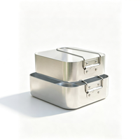 Ensemble de casseroles chauffantes portables deux pièces en aluminium pour l'extérieur, idéal pour le camping, les pique-niques et le rangement