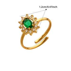 Anello Trendy in Acciaio Inossidabile Placcato Oro 18K a Forma di <span class=keywords><strong>Margherita</strong></span>, Impermeabile, Regolabile, con Zirconi, Regalo per Donne - Product Image 6