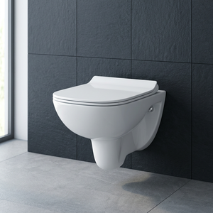 Modern Rimless Wall Hung Toilet <b>Ceramic</b> WC <b>Pan</b> Dual Flush P-Trap Concealed Tank Compatible Bathroom Set - Product Image 6
