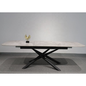 Hot bán Pop Up chức năng gốm mở rộng bàn ăn thiết lập hình chữ nhật Đá Cẩm Thạch ăn đầu kim loại chân với cát sơn tĩnh điện - Product Image 3