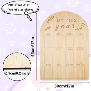 Customize PAFU Baby <strong>Keepsake</strong> Gift Wood Monthly My First Year Photo Display Board Picture Frame Birthday <strong>Keepsake</strong> - Product Image 6