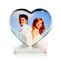 Cadre Photo personnalisé en verre blanc, Sublimation en cristal, Design de cœur, artisanat en verre de noël fait sur mesure pour cadeau Souvenir SCK07