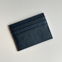 Dompet Kartu Kredit Kulit Sapi Asli Pebble, Tipis, Tempat Kartu Identitas, untuk Wanita dan Pria