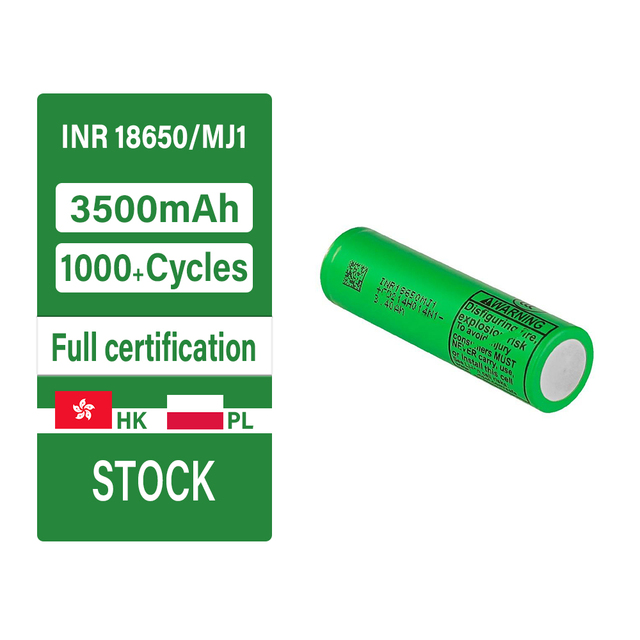 L*G INR18650 MJ1 3500mAh 3.6V 10A Stable Battery 18650 Lithium Ion Rechargeable Battery for Solar Energy Storage High Capacity