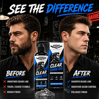 BARBERBATTLE Gel de Rasage Hydratant Transparent Personnalisable pour Peaux Sensibles, Étiquette et Parfum au Choix, 250ML/8.8oz