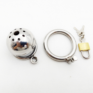 Короткая мужская клетка верности из нержавеющей стали, металлический замок для пениса, кольцо для растяжки, БДСМ бондаж, Блокировка пениса, секс-игрушка для мужчин - Product Image 6