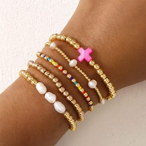 Set di Braccialetti a Croce Multistrato Impilabili con Perle, Elastici, Boho, Colorati, con Perline Cristiane, Gioielli alla Moda, Regalo Trendy - Product Image 2