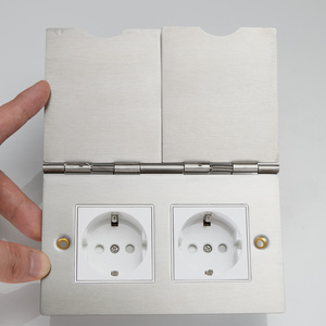 Tomada de Chão Dupla EU Schuko em Aço Inoxidável com Montagem Embutida, Saída de Terra 16A 250V para Casa e Escritório - Product Image 2