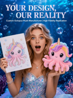 Porte-clés personnalisé en peluche pieuvre avec visage en vinyle, série de boîtes mystères tendance, fabricant OEM ODM d'animaux en peluche de qualité supérieure