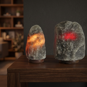 New Himalayan Salt Lamp <b>Switch</b> & Wooden Base Wholesale Grey Salt Table Lamp Natural Carved Gray Rock Salt Lamp With Dimmer - Product Image 1