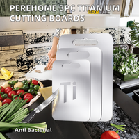 Set Talenan Anti-Bakteri HONGHUIE Titanium Tebal 1,5mm dengan Lubang Gantung, Aman untuk Mesin Cuci Piring, Paket Kombinasi