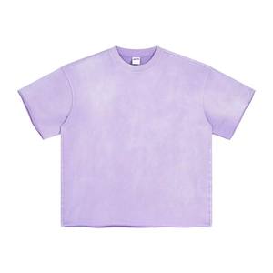 AR9081 Men's 360GSM Cropped Raw Hem Terry <b>Fabric</b> T-Shirt 100% Cotton Streetwear Style with Custom Logo <b>Spray</b> <b>Dye</b> Oversized Fit - Product Image 4