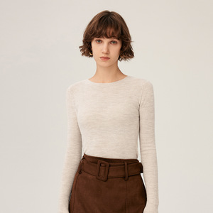 Pull-over en laine mérinos 100 % pour <span class=keywords><strong>femme</strong></span>, col rond, coupe ajustée, tricoté, motif vague <span class=keywords><strong>d</strong></span>'<span class=keywords><strong>eau</strong></span>, sans couture, en laine fine, idéal pour l'automne – Vente en gros - Product Image 2