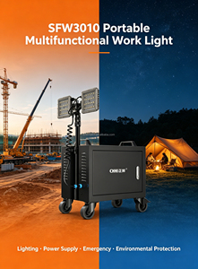 Lampe de travail LED multifonctionnelle portable CHHI SFW3010 noire, 2x60W, sortie AC, <span class=keywords><strong>batterie</strong></span> 2016Wh, IP54, étanche à la pluie, pour chantier extérieur - Product Image 4