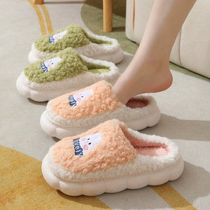 Nouvelles pantoufles d'intérieur en coton personnalisées pour femme, mignonnes, à semelle épaisse, chaudes pour l'hiver, avec fourrure, pour couple, design spécial pour homme - Product Image 2