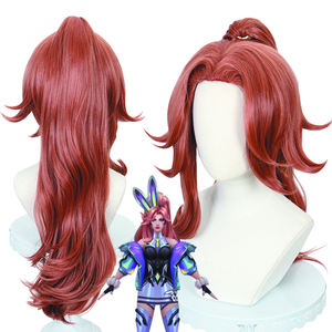 Vente en gros <span class=keywords><strong>LOL</strong></span> Miss Fortune Perruque Cosplay 70cm de Long Rouge Brun Ligue des Légendes Anime Perruque Synthétique Queue de Cheval Cheveux Peluca - Product Image 6
