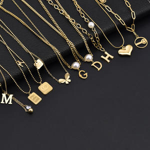 Collier en acier inoxydable or 18 carats à la mode ne se décolore pas <span class=keywords><strong>bonne</strong></span> chance chaîne moyenne-longue usine de chaînes de bijoux de mode - Product Image 1