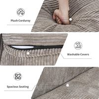 VOXHOME Ensemble de canapés modulaires sectionnels pour salon, en velours côtelé beige, avec système de compression américaine, 3, 4, 5, 6 ou 7 places