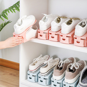 Shoe <b>Rack</b> Double Layer <b>Plastic</b> Adjustable Standing Type Portable Shoe Organizer Storage Shelf For Shoes - Product Image 1