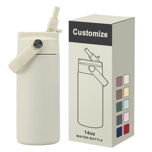 Detachable Lid 14oz Kids Water Bottle Dustproof One Hand Push Straw Leak Proof <b>Children</b> Vacuum Flask School <b>Backpack</b> Size - Product Image 1