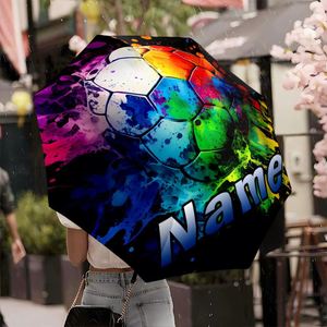 1 Parapluie Pliant Personnalisé Arc-en-ciel Football avec Nom, Sans MOQ, Cadeau pour Fan de Sport, Impression UV, Paraguas Personalizado - Product Image 2