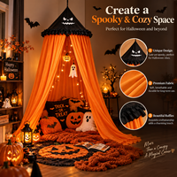 Chapeau de sorcière d'Halloween pour enfants, en coton, conique, pour lit, baldaquin suspendu au plafond, rideau de lit, décoration de chambre gothique, tente, installation facile