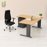 Bureau de direction en forme de L moderne en placage de haute qualité IULTRA Table de bureau PDG durable à assemblage facile avec système de haut-parleurs