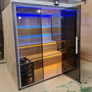 Sauna infrarouge sauna extérieur cadre en acier inoxydable personnalisé verre noir thérapie par la lumière rouge <span class=keywords><strong>vichy</strong></span> <span class=keywords><strong>spa</strong></span> à vapeur halo thérapie au sel - Product Image 4