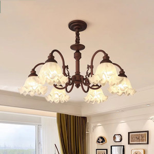 French Retro Chandelier Multi Head E26 <b>LED</b> <b>Light</b> Source Round Shape Home Lighting For Living Room Bedroom Dining Room - Product Image 2