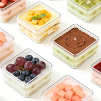 Boîte à tiramisu en plastique jetable de qualité alimentaire avec couvercle transparent pour pâtisserie occidentale, mousse, gâteau, dessert, contenants d'emballage