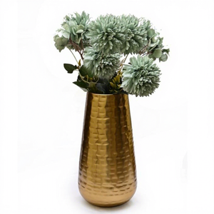 Pot de fleurs moderne en laiton doré, métal martelé conique, pour la décoration intérieure - Product Image 1