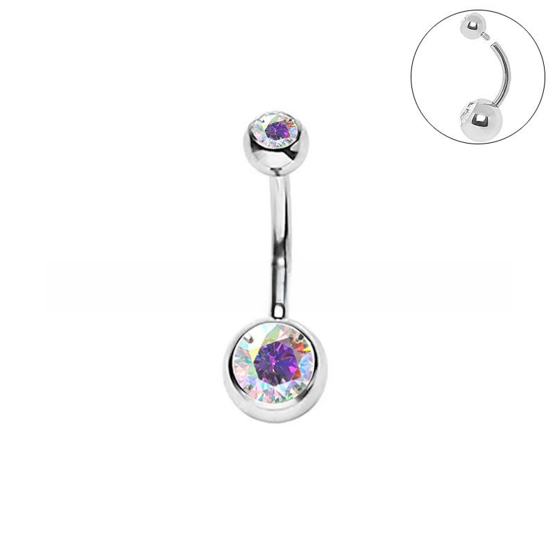 Boucle d'oreille clou nombril double diamant - ABColor