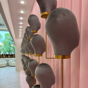 Porte-perruque en or personnalisé affiche tête de mannequin <span class=keywords><strong>chauve</strong></span> velours humain doré montage mural tête de mannequin <span class=keywords><strong>pour</strong></span> bonnets de perruque présentoir de <span class=keywords><strong>cheveux</strong></span> - Product Image 2